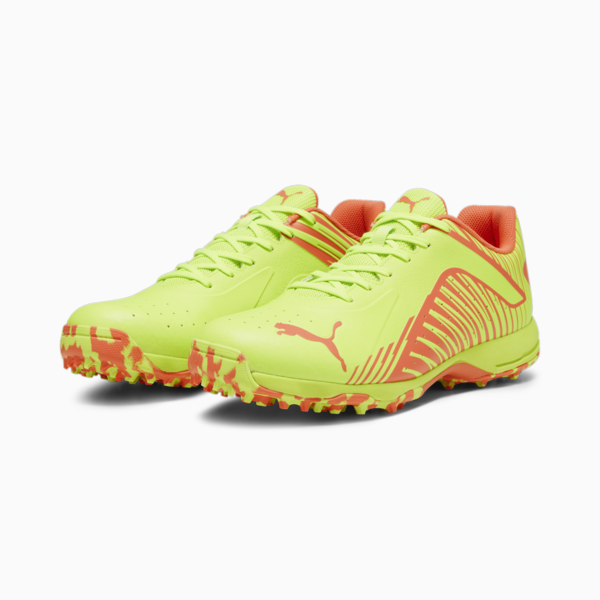 FH Rubber 22 Men's Cricket Shoes, Pro Green-Fire Orchid, large-ZAF