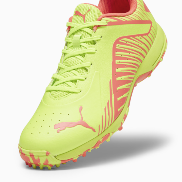 FH Rubber 22 Men's Cricket Shoes, Pro Green-Fire Orchid, large-ZAF