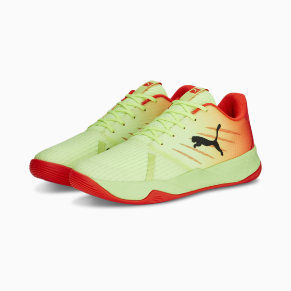 Accelerate Pro II Handball Shoes, Fast Yellow-Red Blast-PUMA Black, large-ZAF