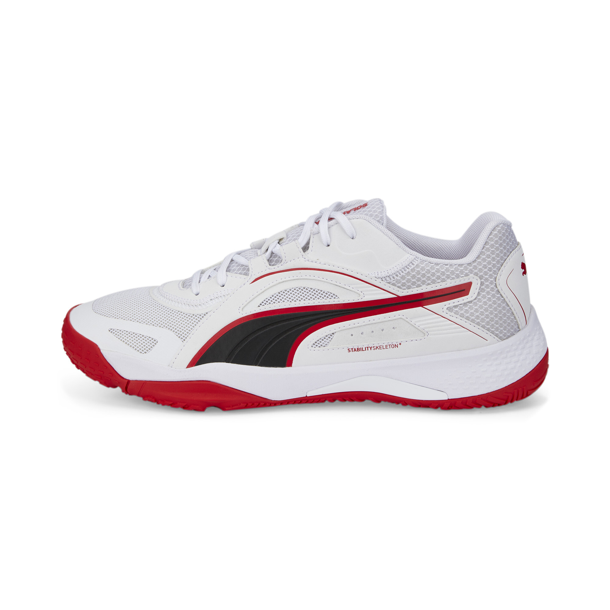 Puma Solarstrike II Hallen-Sportschuhe Für Herren | Mit Colorful | White/Black/High Risk Red | Größe: 35.5