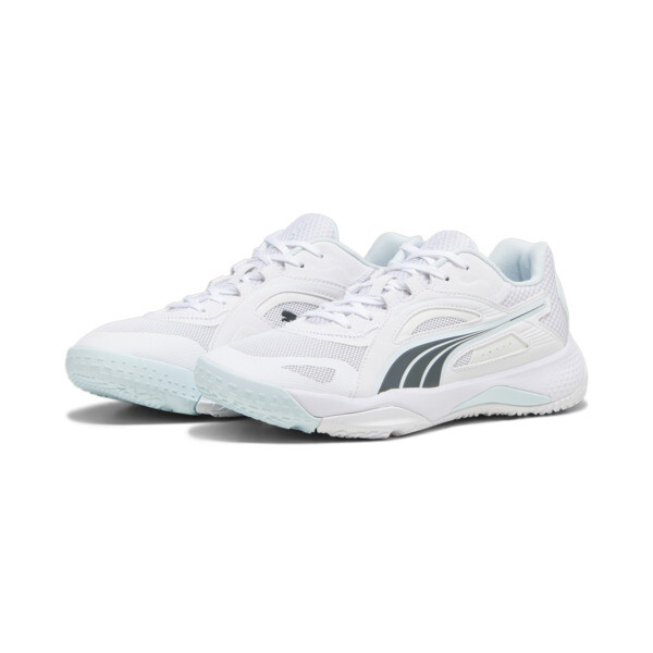 Solarstrike II Indoor Sports Shoes, Puma White-Shadow Gray-Nitro Blue, large-ZAF