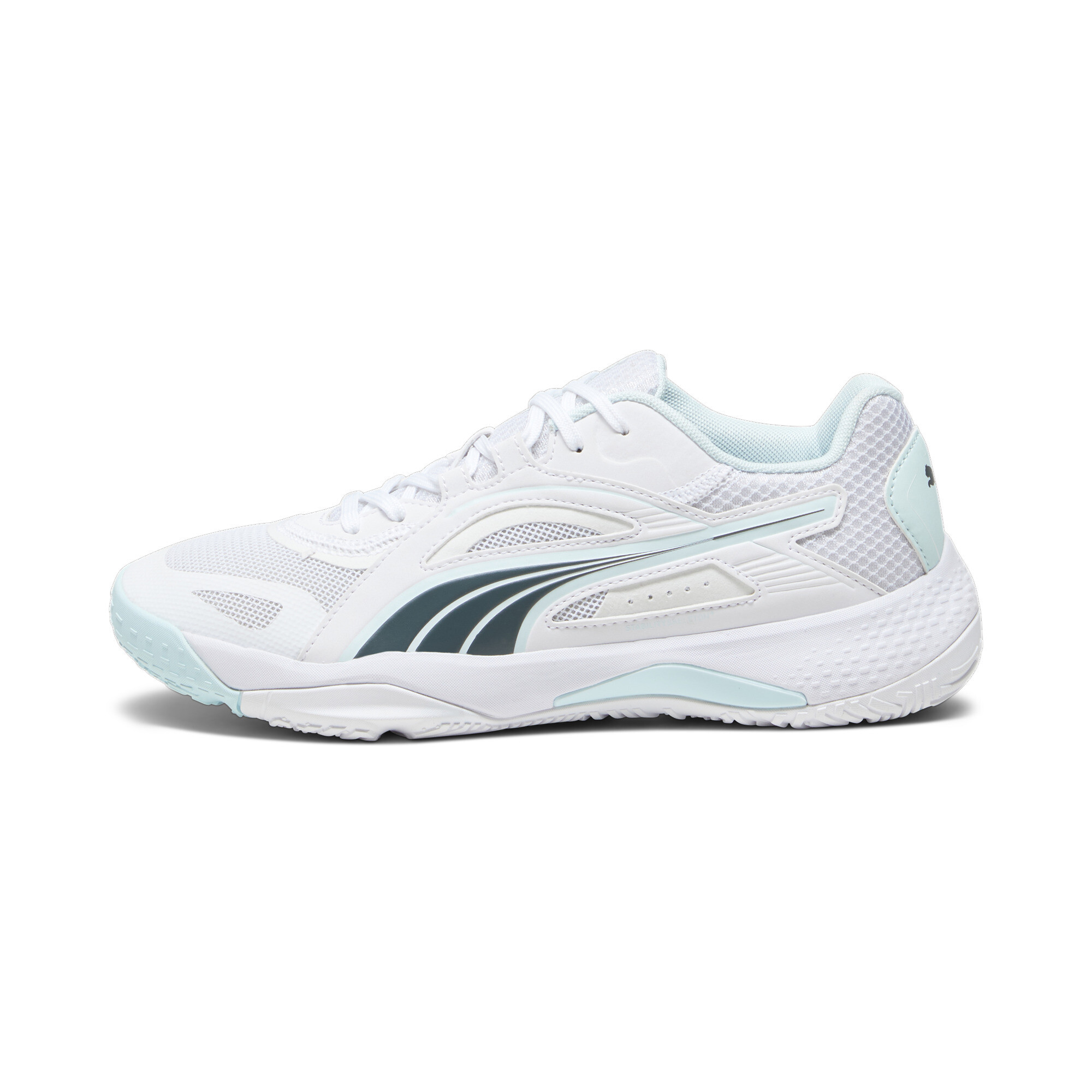 Puma Solarstrike II Hallen-Sportschuhe Für Herren | Mit Colorful | White/Shadow Gray/Nitro Blue | Größe: 38.5