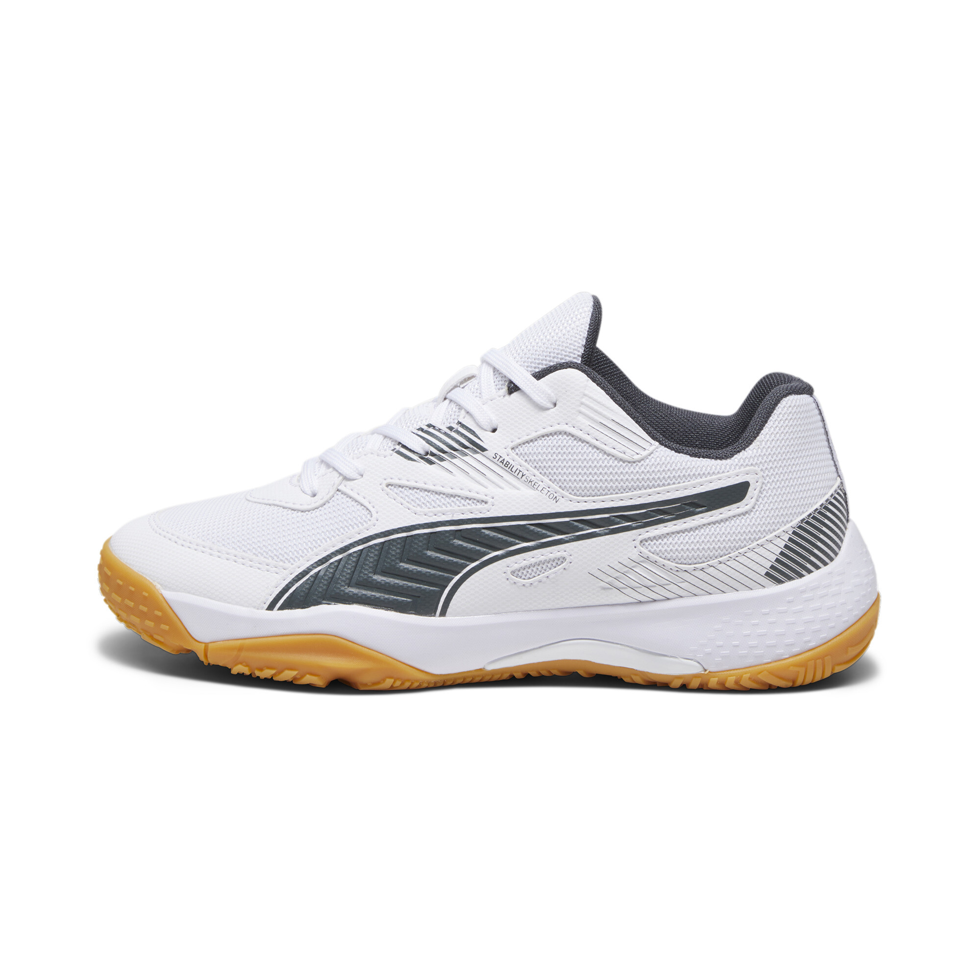 Puma Solarflash II Hallen-Sportschuhe Teenager Für Für Kinder | Mit Colorful | White/Shadow Gray/Gum | Größe: 35