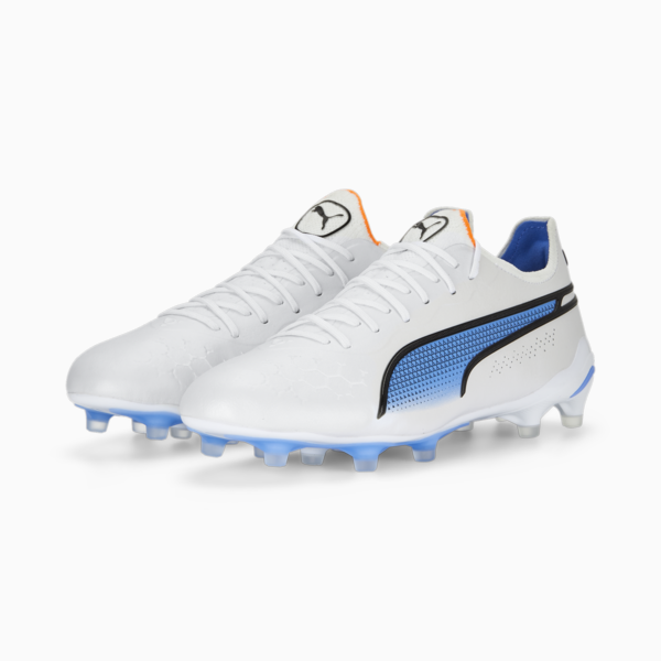 KING ULTIMATE FG/AG Football Boots, PUMA White-PUMA Black-Blue Glimmer-Ultra Orange, large-MEX