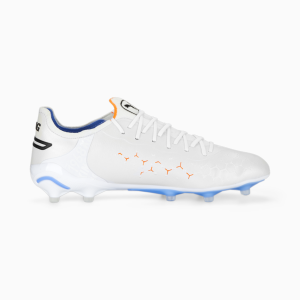 KING ULTIMATE FG/AG Football Boots, PUMA White-PUMA Black-Blue Glimmer-Ultra Orange, large-MEX
