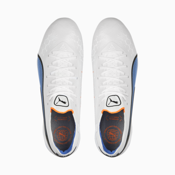 KING ULTIMATE FG/AG Football Boots Unisex, PUMA White-PUMA Black-Blue Glimmer-Ultra Orange, large-ZAF