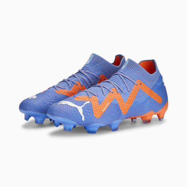 FUTURE ULTIMATE FG/AG Football Boots Women, Blue Glimmer-PUMA White-Ultra Orange, large-ZAF