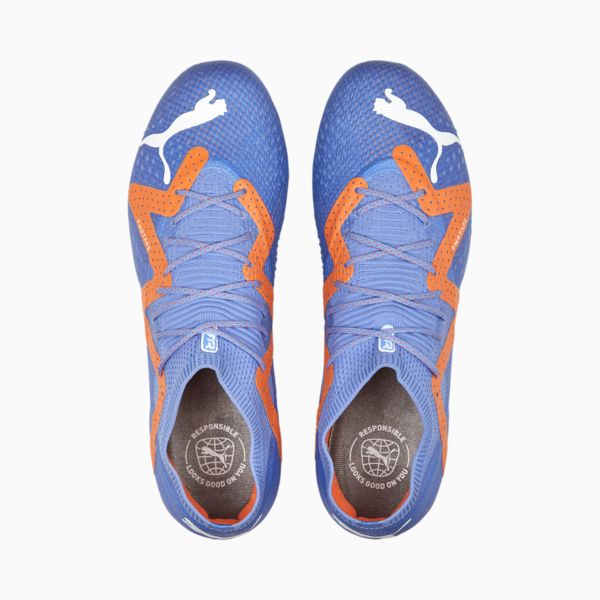 FUTURE ULTIMATE Low FG/AG Football Boots Unisex, Blue Glimmer-PUMA White-Ultra Orange, large-ZAF