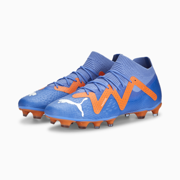 FUTURE Pro FG/AG Football Boots Unisex, Blue Glimmer-PUMA White-Ultra Orange, large-ZAF