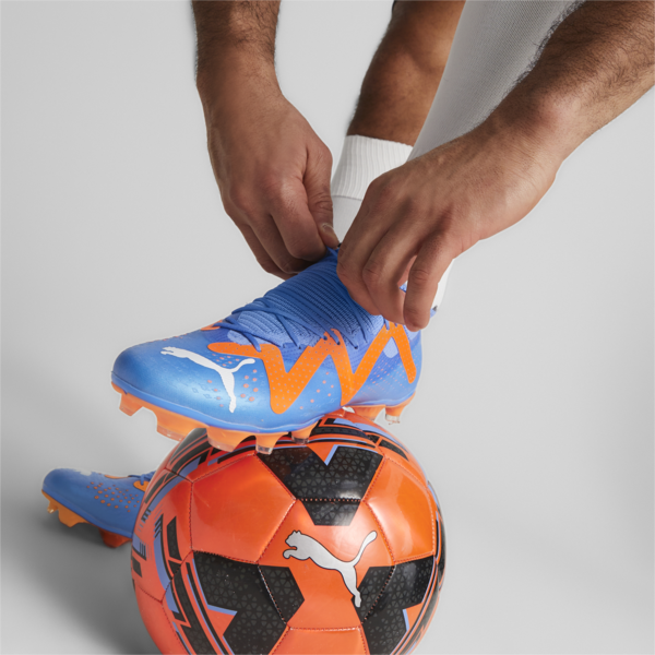 FUTURE Match FG/AG Football Boots Unisex, Blue Glimmer-PUMA White-Ultra Orange, large-ZAF