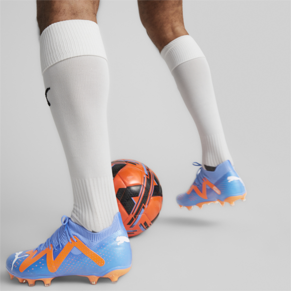 FUTURE Match FG/AG Football Boots Unisex, Blue Glimmer-PUMA White-Ultra Orange, large-ZAF