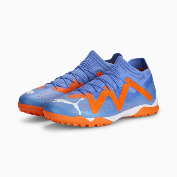 FUTURE Match TT Football Boots Unisex, Blue Glimmer-PUMA White-Ultra Orange, large-ZAF