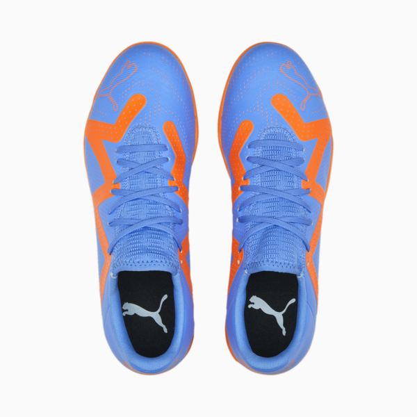 FUTURE Play TT Football Boots Unisex, Blue Glimmer-PUMA White-Ultra Orange, large-ZAF