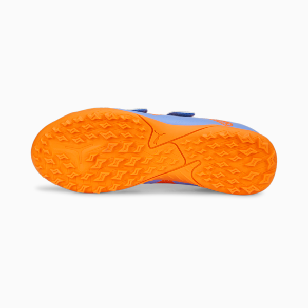 FUTURE Play TT V Football Boots Youth, Blue Glimmer-PUMA White-Ultra Orange, large-ZAF