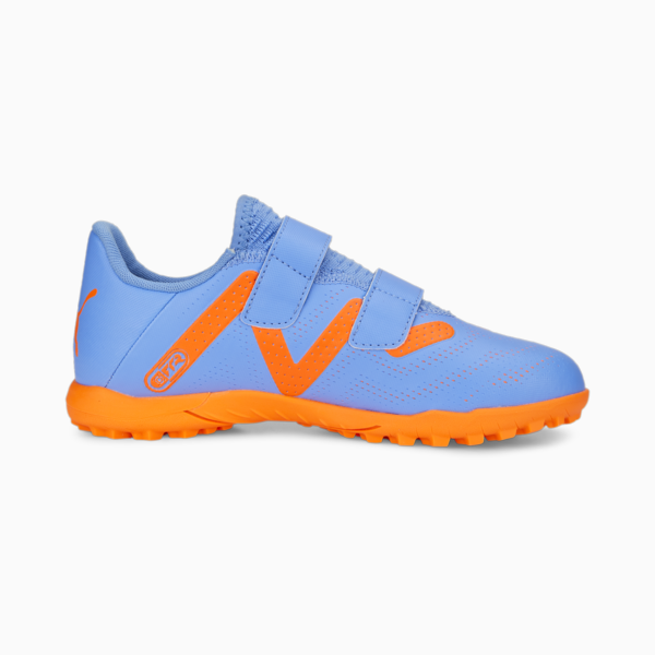 FUTURE Play TT V Football Boots Youth, Blue Glimmer-PUMA White-Ultra Orange, large-ZAF