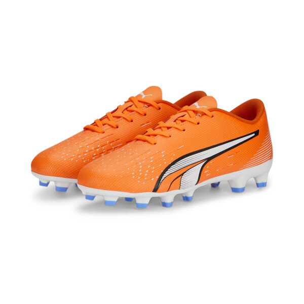 ULTRA Play FG/AG Football Boots Youth, Ultra Orange-PUMA White-Blue Glimmer, large-ZAF