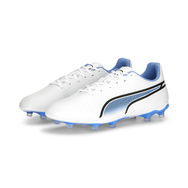 KING Match FG/AG Football Boots, PUMA White-PUMA Black-Blue Glimmer-Ultra Orange, large-MEX