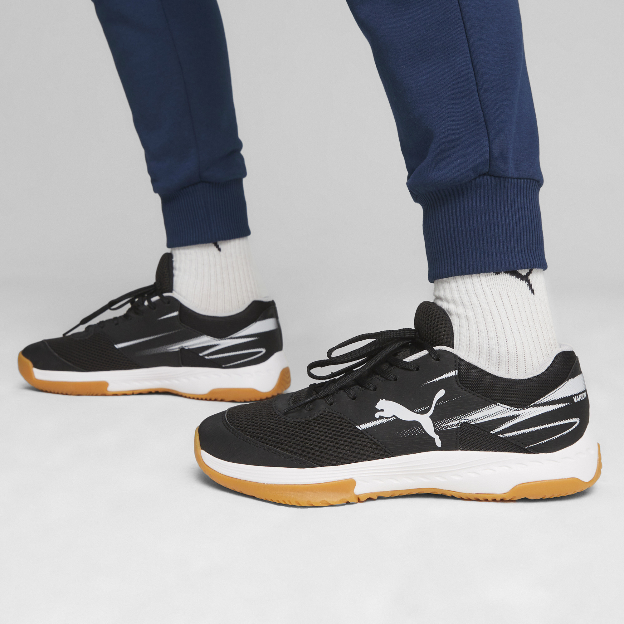 PUMA Varion II handbalschoenen, Zwart/Grijs/Geel, Maat 37,5 thumbnail 8