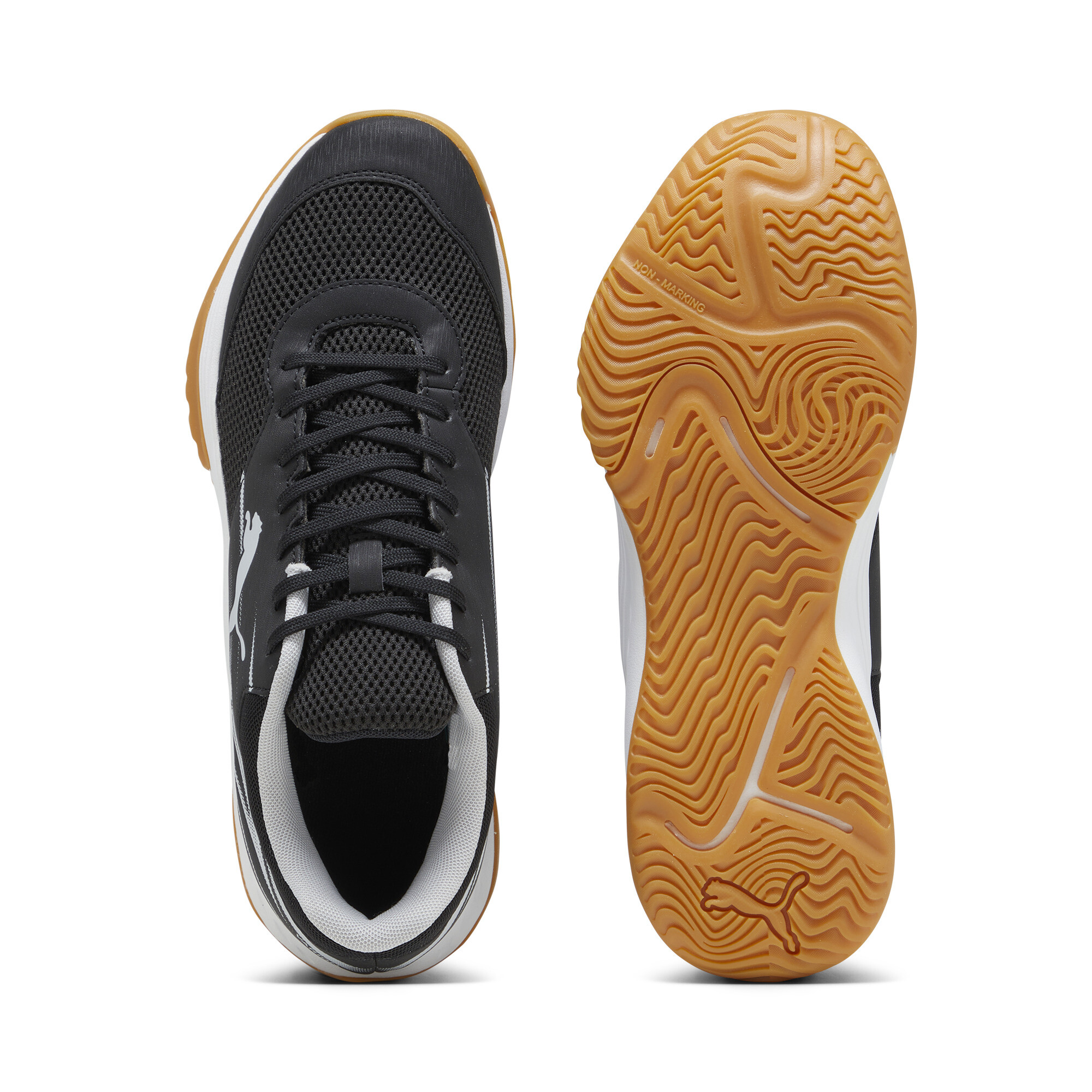 PUMA Varion II handbalschoenen, Zwart/Grijs/Geel, Maat 37,5 thumbnail 4