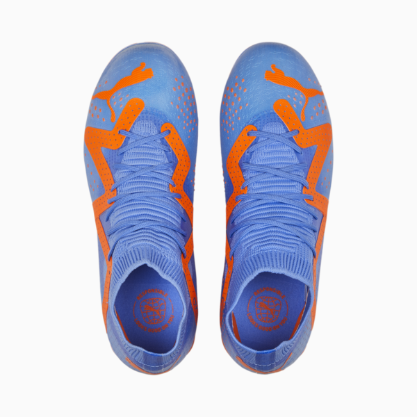 Botines de fútbol juveniles FUTURE Match FG/AG, Blue Glimmer-PUMA White-Ultra Orange, large-ARG