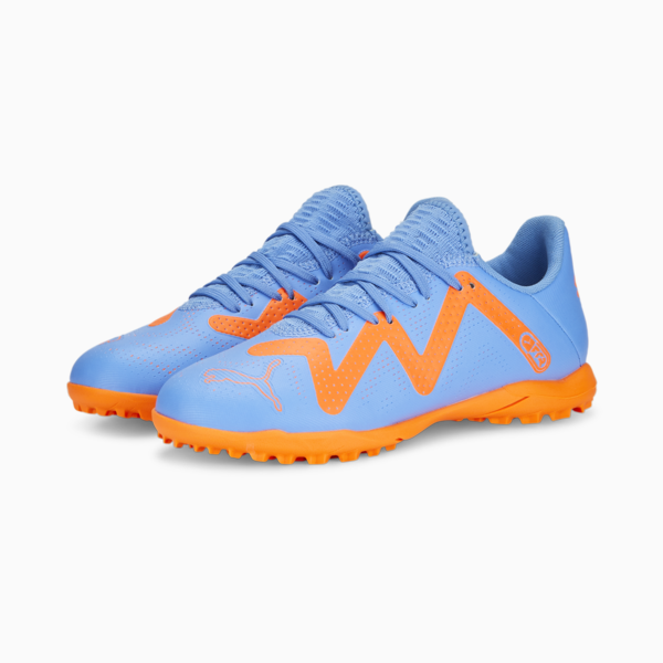 Botines de fútbol juveniles FUTURE Play TT, Blue Glimmer-PUMA White-Ultra Orange, large-ARG