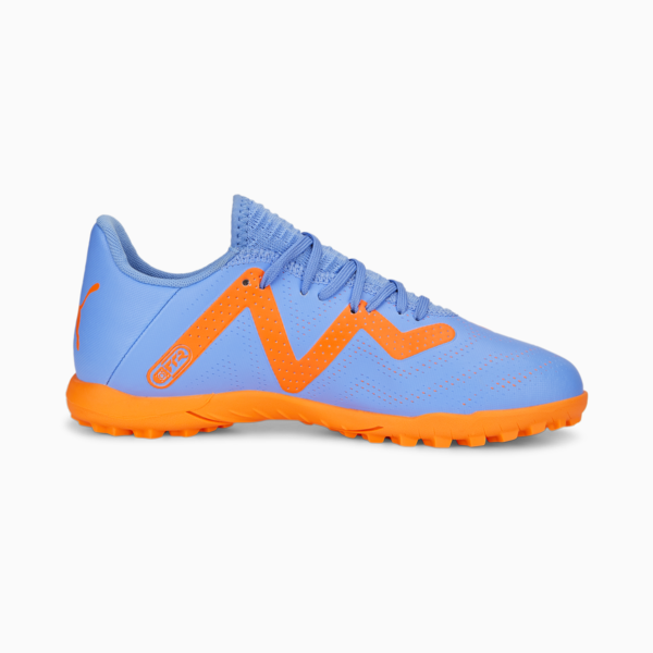 Botines de fútbol juveniles FUTURE Play TT, Blue Glimmer-PUMA White-Ultra Orange, large-ARG