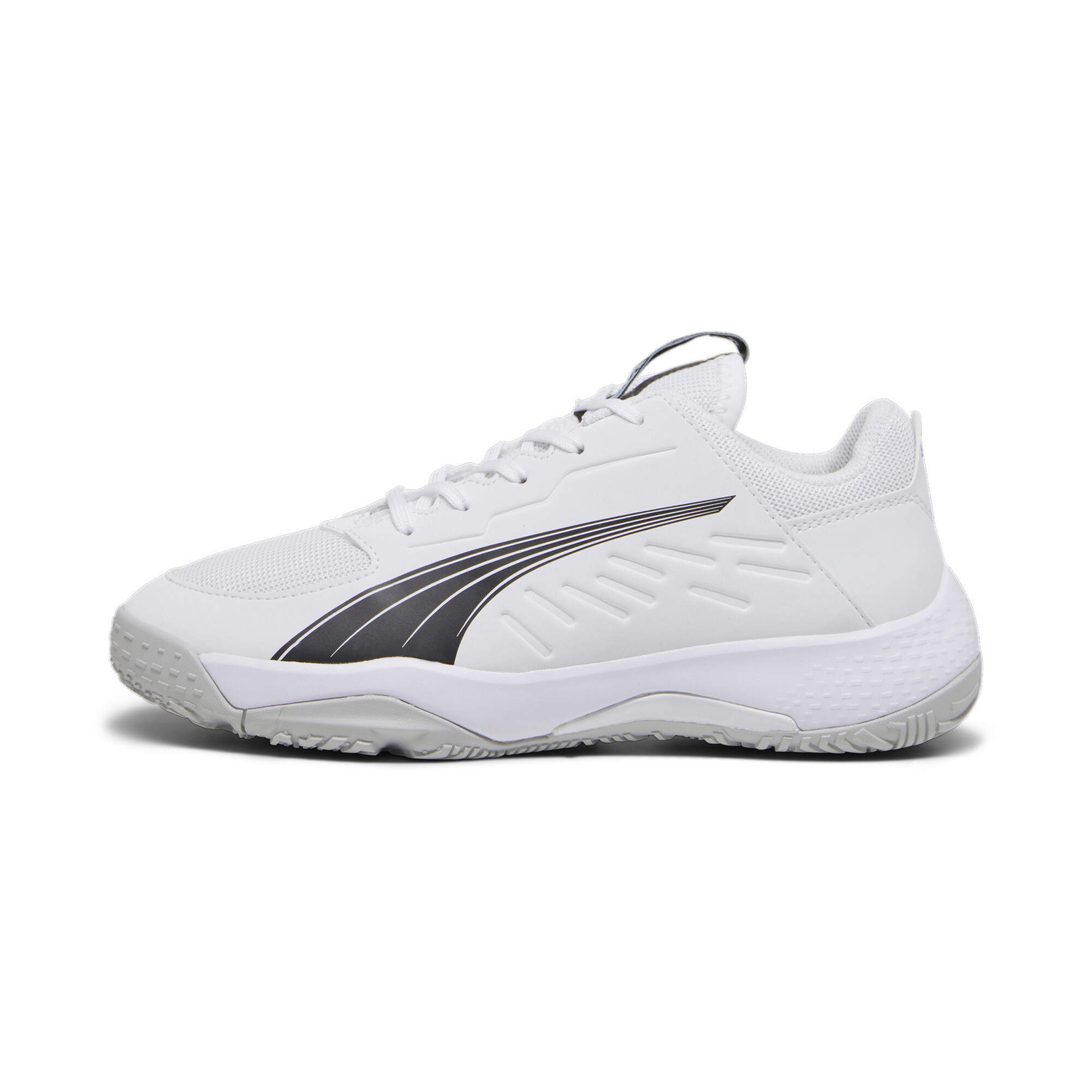 Puma Accelerate Handballschuhe Kinder | Mit Colorful | White/Black/Concrete Gray | Größe: 37