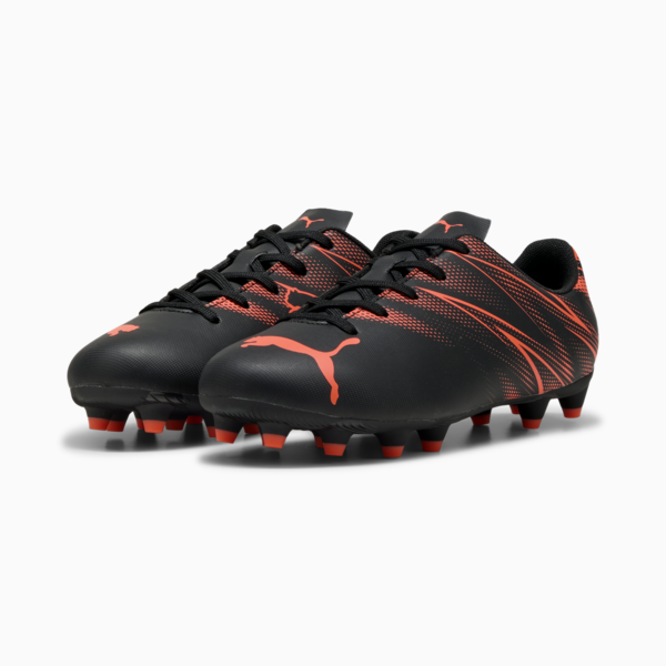 ATTACANTO FG/AG Youth Football Boots, PUMA Black-Glowing Red, large-ZAF