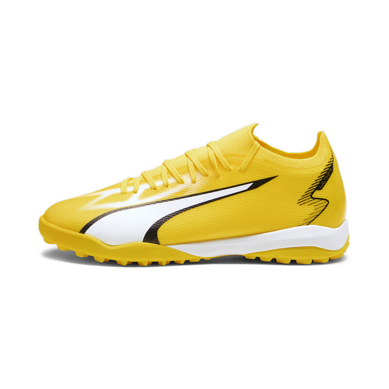 Men's PUMA ULTRA MATCH TT Football Boots in White/Black/Yellow size UK 9