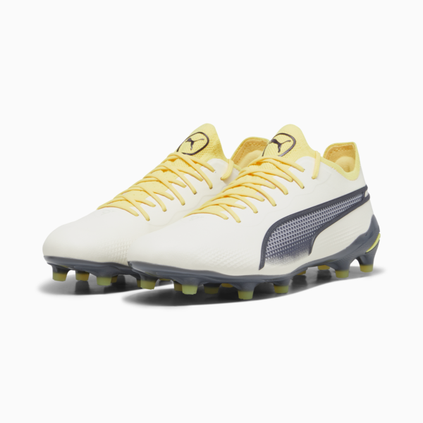 Botines de fútbol Puma KING ULTIMATE FG/AG, Alpine Snow-Asphalt-Yellow Blaze, large-ARG