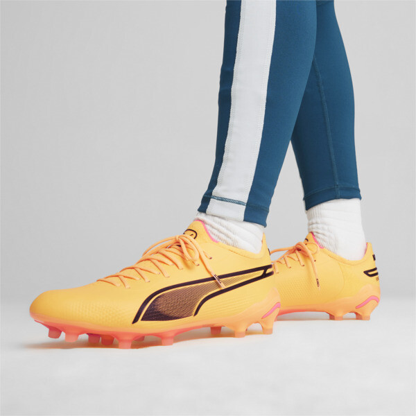 KING ULTIMATE FG/AG Women's Football Boots, Sun Stream-PUMA Black-Sunset Glow, large-ZAF