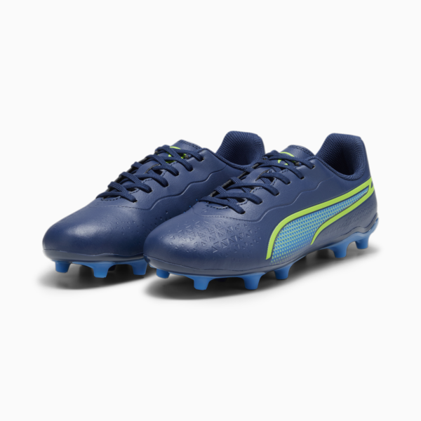 Botines de fútbol Puma KING MATCH FG/AG para niños, Persian Blue-Pro Green-Ultra Blue, large-ARG