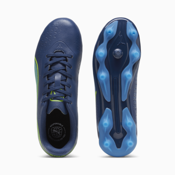 Botines de fútbol Puma KING MATCH FG/AG para niños, Persian Blue-Pro Green-Ultra Blue, large-ARG