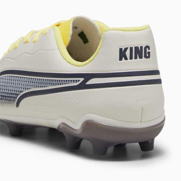 Botines de fútbol Puma KING MATCH FG/AG para niños, Alpine Snow-Asphalt-Yellow Blaze, large-ARG