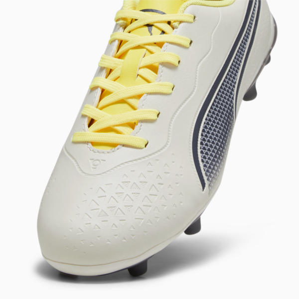 Botines de fútbol Puma KING MATCH FG/AG para niños, Alpine Snow-Asphalt-Yellow Blaze, large-ARG