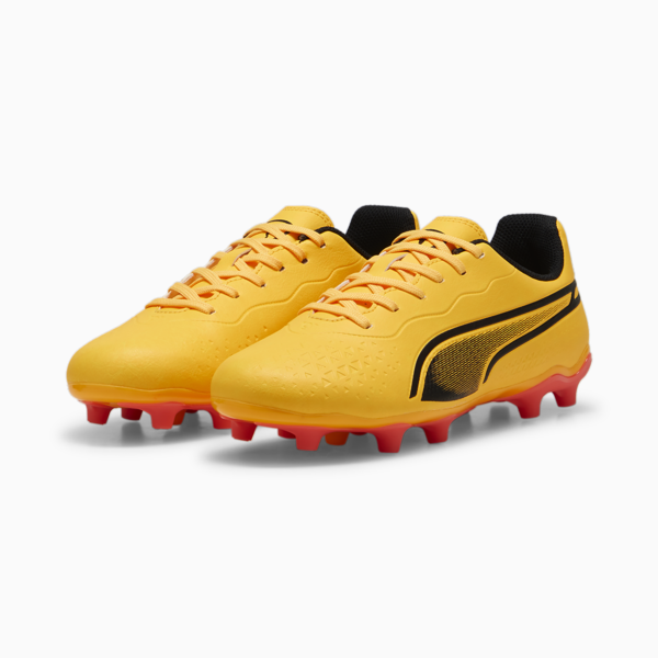 Botines de fútbol Puma KING MATCH FG/AG para niños, Sun Stream-PUMA Black-Sunset Glow, large-ARG