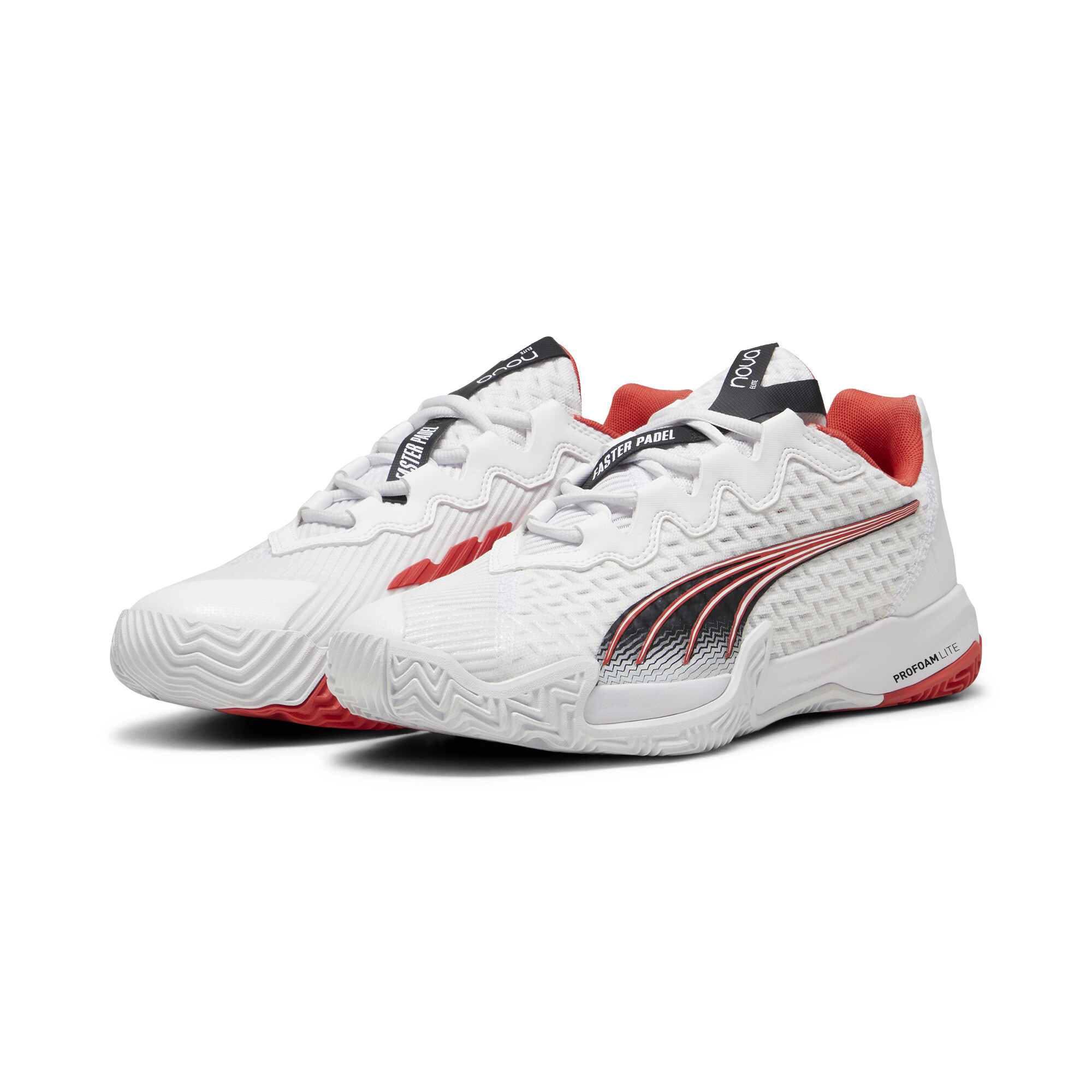 Puma NOVA Elite Padel-Schuhe | Mit Colorful | White/Black/Active Red | Größe: 42