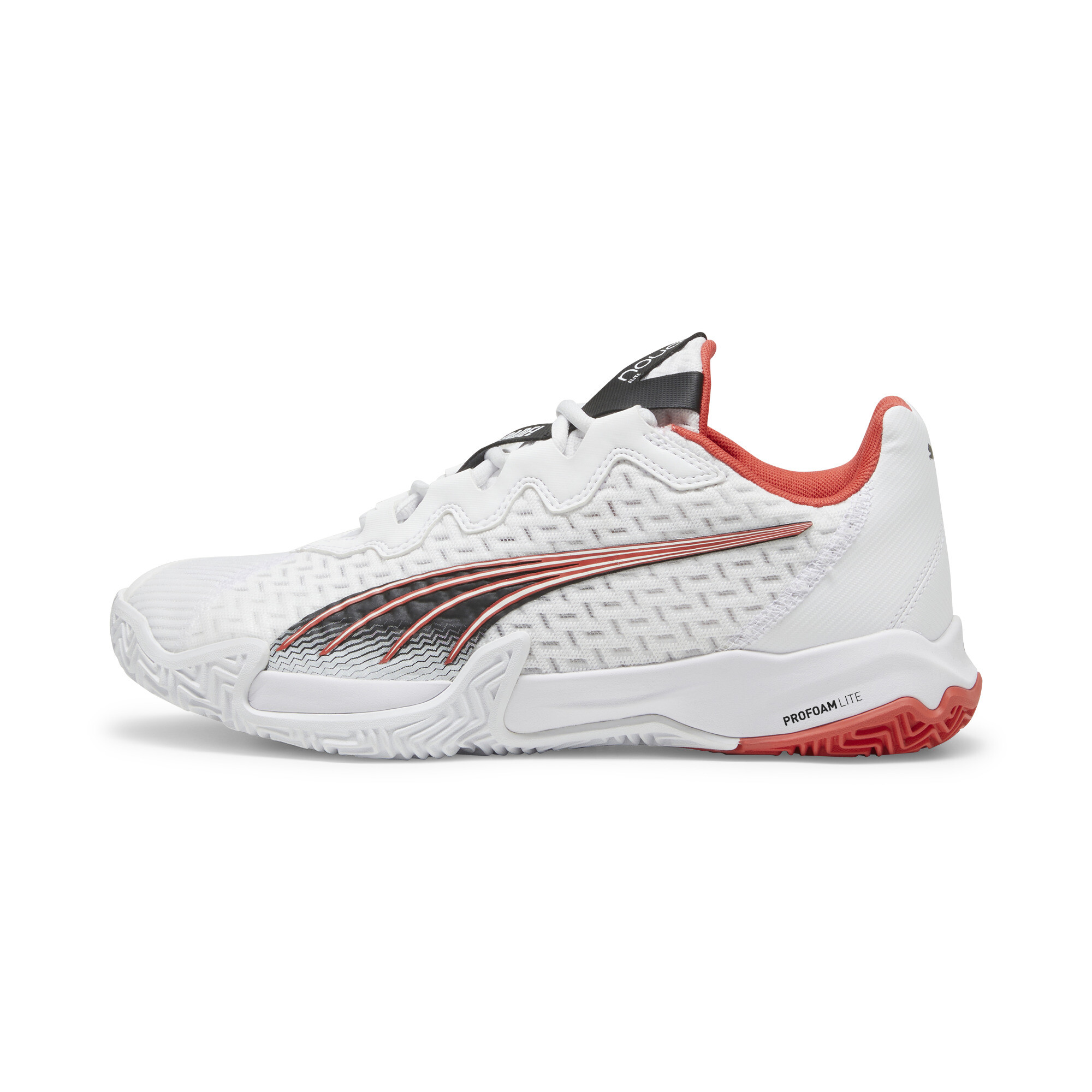 Puma NOVA Elite Padel-Schuhe | Mit Colorful | White/Black/Active Red | Größe: 39