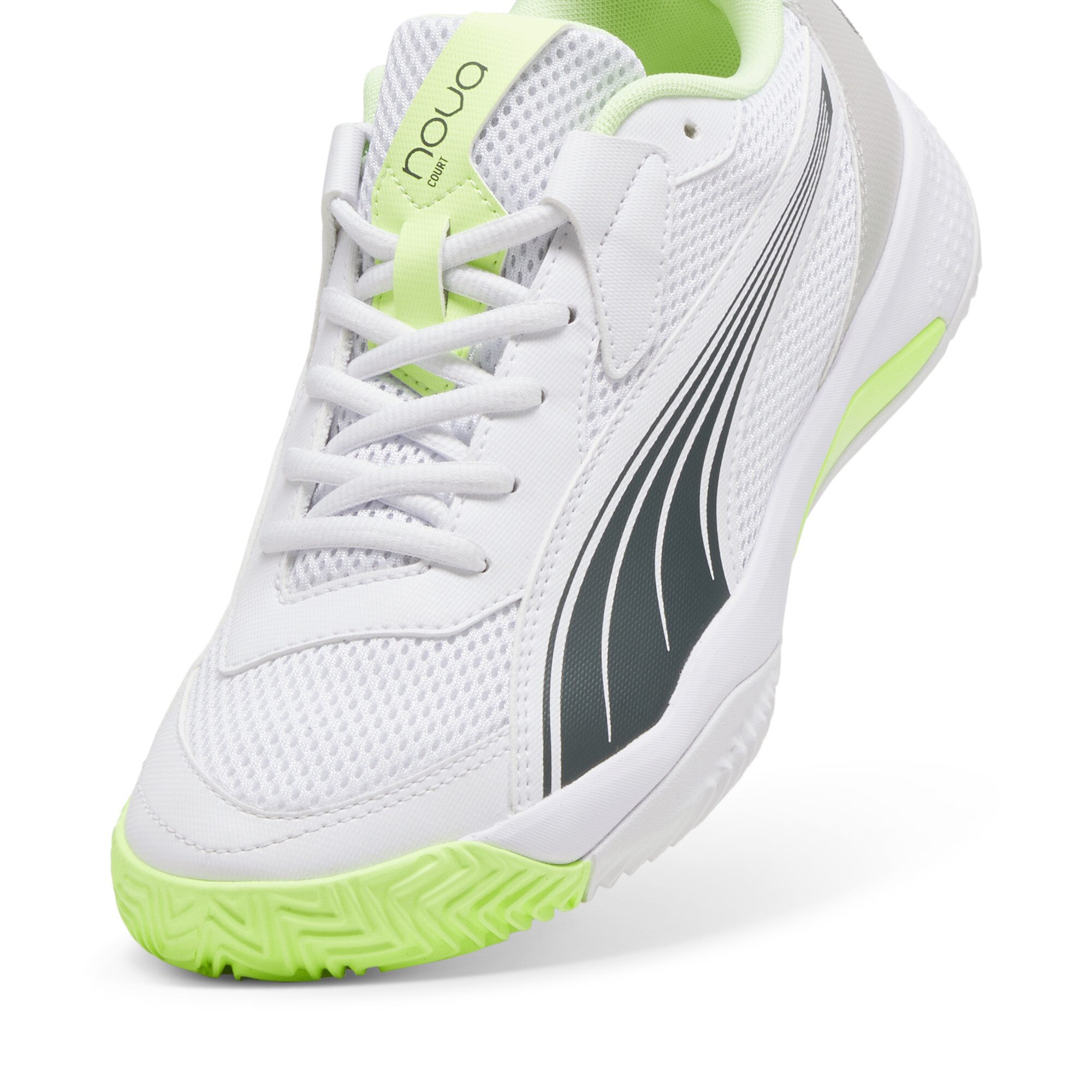 PUMA NOVA Court Unisex Sportschoenen - PUMA White-Luminous Blue-Fizzy Apple-Shadow Gray - Maat 42