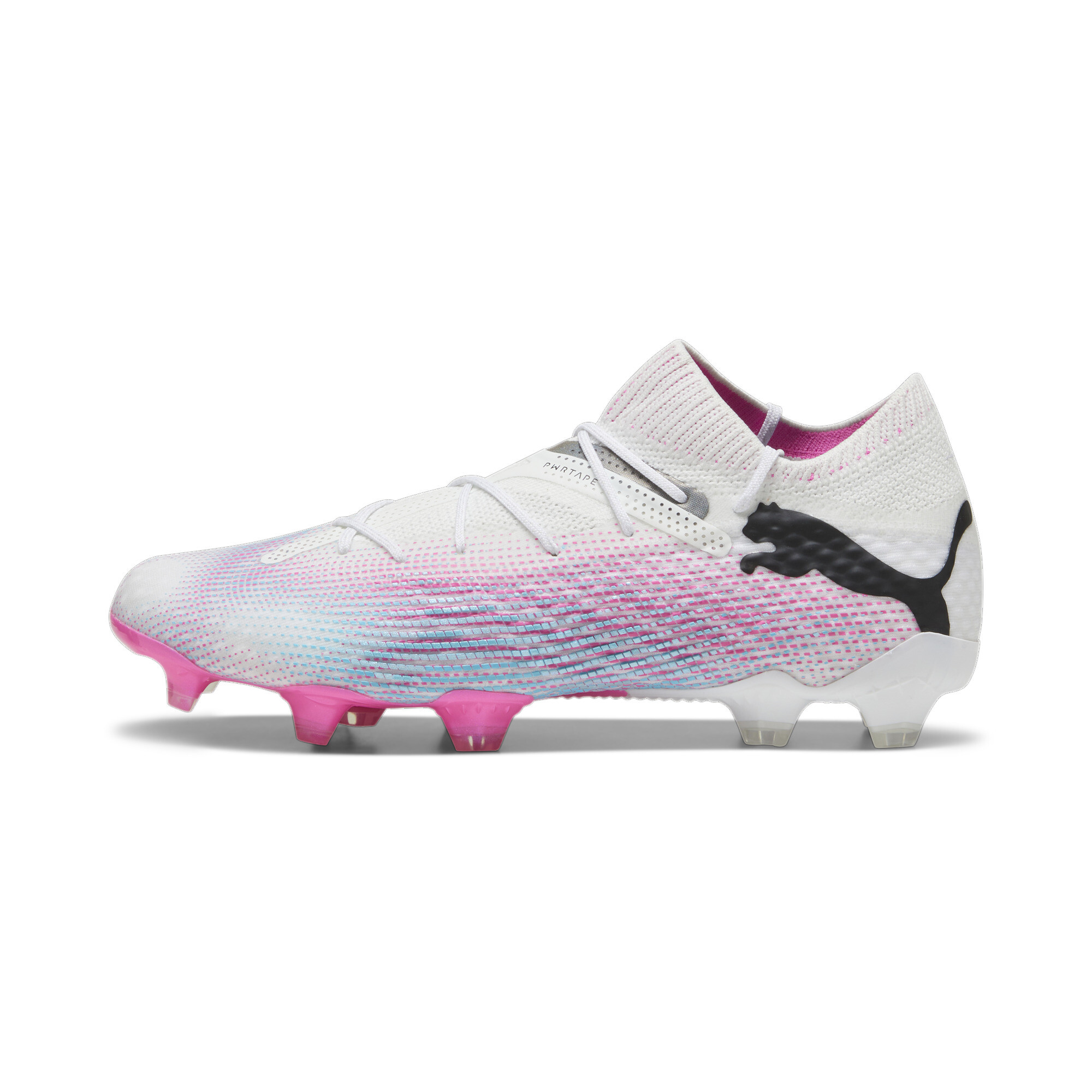 PUMA - Botas de fútbol blancas y rosas Ultra Play MG Hombre
