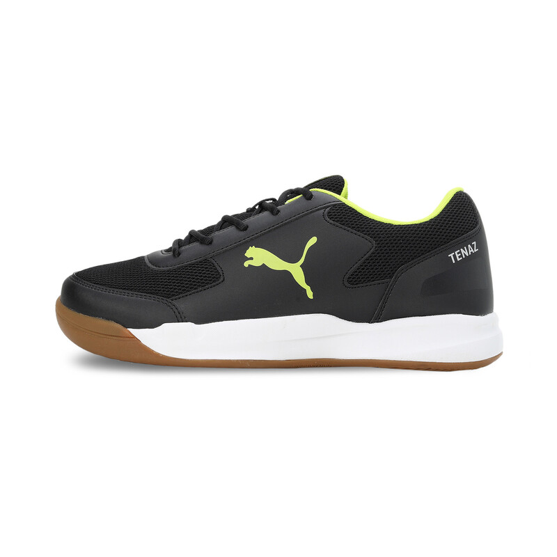 

PUMA Ad-Court Unisex Indoor Sport Shoes, Black/silver/yellow