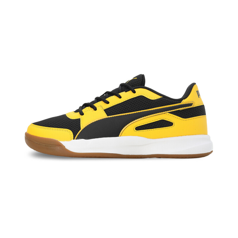 

PUMA Deuce Unisex Indoor Sport Shoes, White/black/yellow