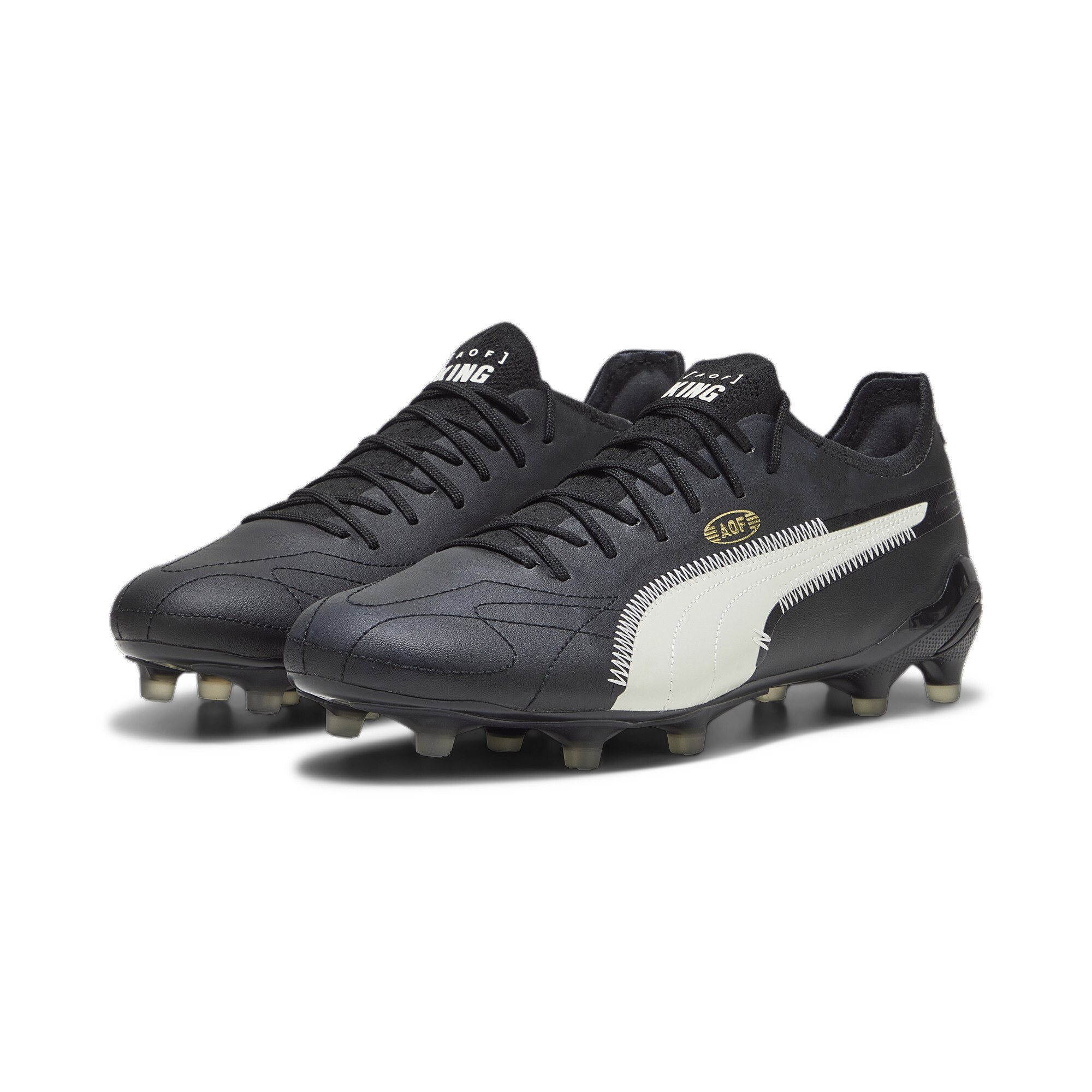 Men's PUMA KING ULTIMATE ART OF FOOTBALL FG/AG Football Boots In Black/Gold, Size EU 41