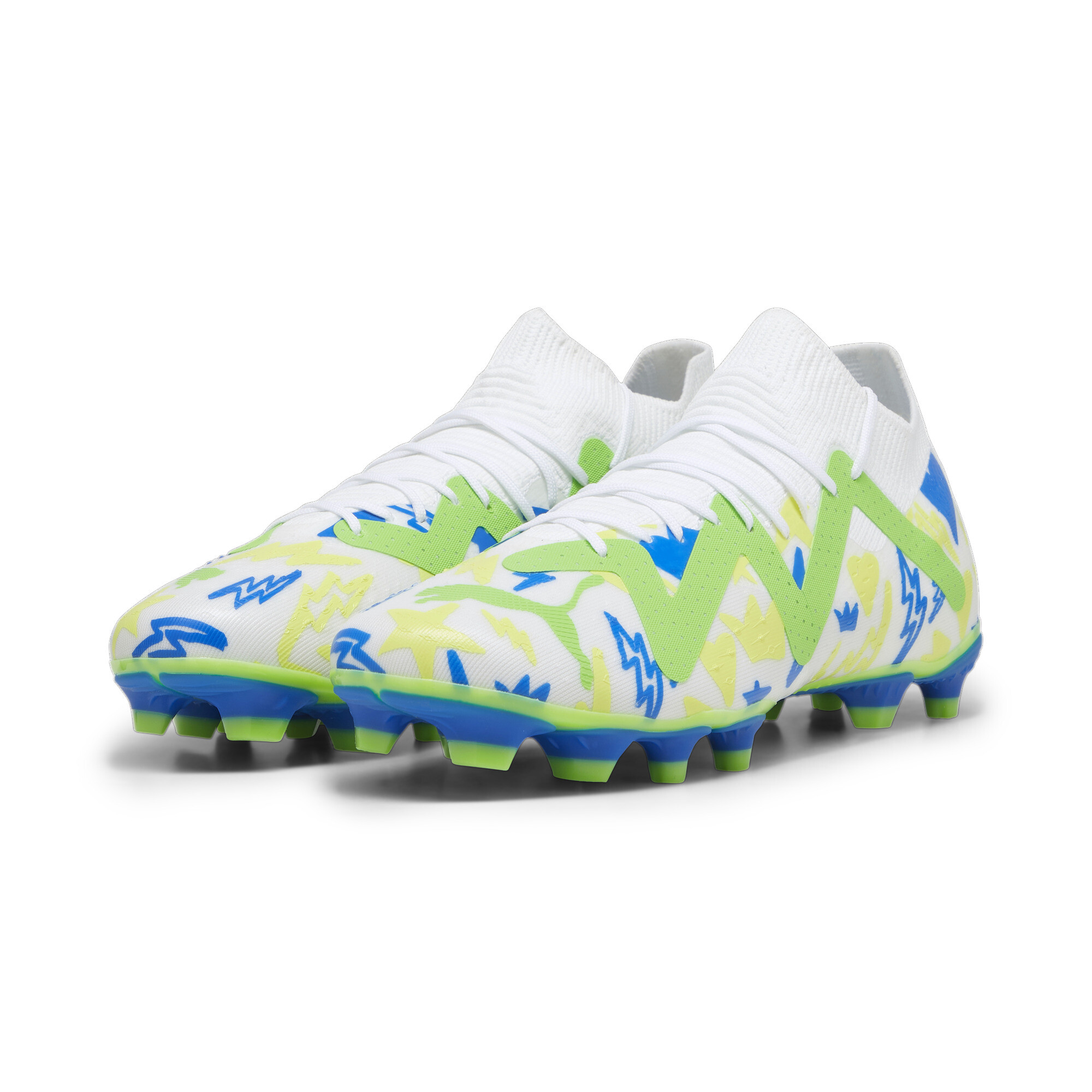 Men's Puma FUTURE MATCH Neymar Jr FG/AG Football Boots, White, Size 41, Shoes