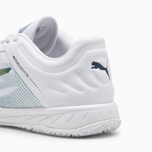 Accelerate Turbo Indoor Sport Shoes, PUMA White-Ocean Tropic-Lime Squeeze, large-ZAF