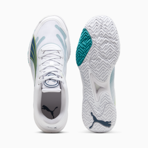 Accelerate Turbo Indoor Sport Shoes, PUMA White-Ocean Tropic-Lime Squeeze, large-ZAF