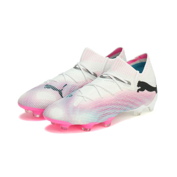 Botín de fútbol FUTURE 7 ULTIMATE FG/AG para mujer, PUMA White-PUMA Black-Poison Pink, large-ARG