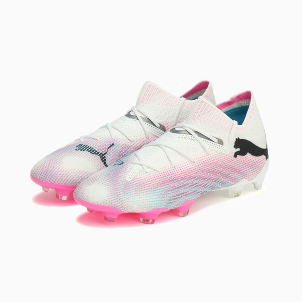 Botines de fútbol FUTURE 7 ULTIMATE FG/AG para mujer, PUMA White-PUMA Black-Poison Pink, large-ARG