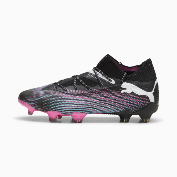 Botines de fútbol FUTURE 7 ULTIMATE FG/AG para mujer, PUMA Black-PUMA White-Poison Pink-Bright Aqua-Silver Mist, large-ARG