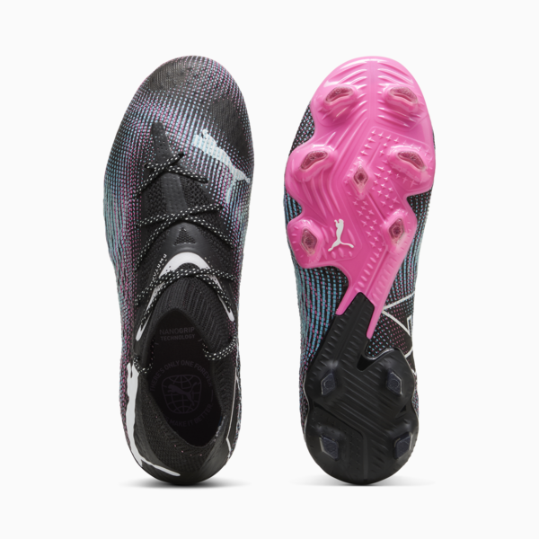 Botines de fútbol FUTURE 7 ULTIMATE FG/AG para mujer, PUMA Black-PUMA White-Poison Pink-Bright Aqua-Silver Mist, large-ARG